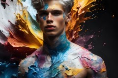 Abstract Male Art Ai Photos of Beautiful Men Enveloped by Vibrant Colors
