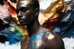 Abstract Male Art Ai Photos of Beautiful Men Enveloped by Vibrant Colors