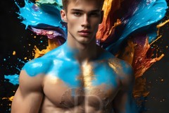 Abstract Male Art Ai Photos of Beautiful Men Enveloped by Vibrant Colors