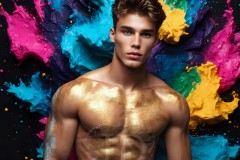 Abstract Male Art Ai Photos of Beautiful Men Enveloped by Vibrant Colors