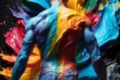 Abstract Male Art Ai Photos of Beautiful Men Enveloped by Vibrant Colors