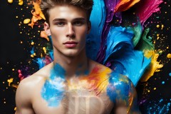 Abstract Male Art Ai Photos of Beautiful Men Enveloped by Vibrant Colors