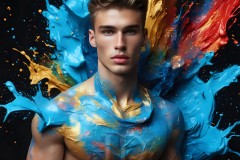 Abstract Male Art Ai Photos of Beautiful Men Enveloped by Vibrant Colors