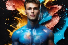 Abstract Male Art Ai Photos of Beautiful Men Enveloped by Vibrant Colors