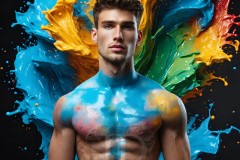 Abstract Male Art Ai Photos of Beautiful Men Enveloped by Vibrant Colors