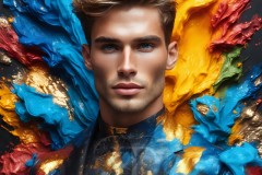Abstract Male Art Ai Photos of Beautiful Men Enveloped by Vibrant Colors