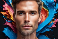 Abstract Male Art Ai Photos of Beautiful Men Enveloped by Vibrant Colors