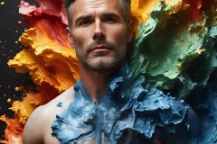 Abstract Male Art Ai Photos of Beautiful Men Enveloped by Vibrant Colors