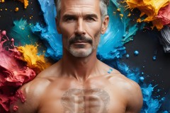 Abstract Male Art Ai Photos of Beautiful Men Enveloped by Vibrant Colors