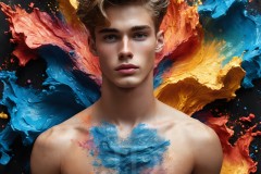 Abstract Male Art Ai Photos of Beautiful Men Enveloped by Vibrant Colors