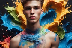 Abstract Male Art Ai Photos of Beautiful Men Enveloped by Vibrant Colors
