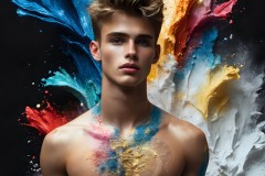 Abstract Male Art Ai Photos of Beautiful Men Enveloped by Vibrant Colors