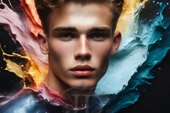 Abstract Male Art Ai Photos of Beautiful Men Enveloped by Vibrant Colors
