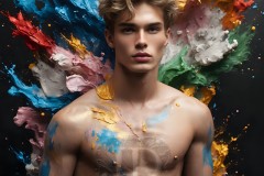 Abstract Male Art Ai Photos of Beautiful Men Enveloped by Vibrant Colors
