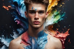 Abstract Male Art Ai Photos of Beautiful Men Enveloped by Vibrant Colors
