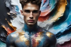 Abstract Male Art Ai Photos of Beautiful Men Enveloped by Vibrant Colors