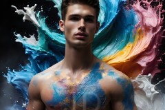 Abstract Male Art Ai Photos of Beautiful Men Enveloped by Vibrant Colors