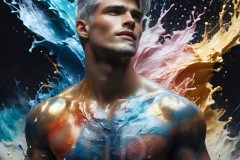 Abstract Male Art Ai Photos of Beautiful Men Enveloped by Vibrant Colors