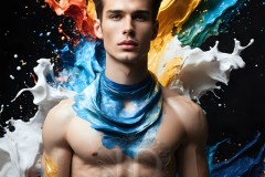 Abstract Male Art Ai Photos of Beautiful Men Enveloped by Vibrant Colors