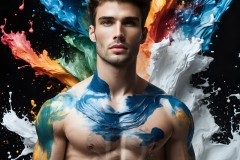 Abstract Male Art Ai Photos of Beautiful Men Enveloped by Vibrant Colors