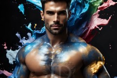 Abstract Male Art Ai Photos of Beautiful Men Enveloped by Vibrant Colors