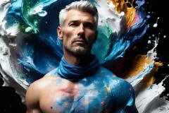 Abstract Male Art Ai Photos of Beautiful Men Enveloped by Vibrant Colors