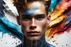 Abstract Male Art Ai Photos of Beautiful Men Enveloped by Vibrant Colors
