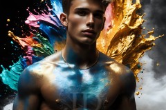 Abstract Male Art Ai Photos of Beautiful Men Enveloped by Vibrant Colors