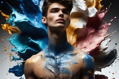 Abstract Male Art Ai Photos of Beautiful Men Enveloped by Vibrant Colors