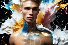 Abstract Male Art Ai Photos of Beautiful Men Enveloped by Vibrant Colors