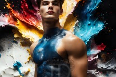 Abstract Male Art Ai Photos of Beautiful Men Enveloped by Vibrant Colors