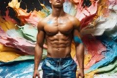 Abstract Male Art Ai Photos of Beautiful Men Enveloped by Vibrant Colors