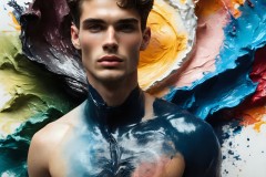 Abstract Male Art Ai Photos of Beautiful Men Enveloped by Vibrant Colors