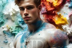 Abstract Male Art Ai Photos of Beautiful Men Enveloped by Vibrant Colors