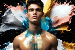 Abstract Male Art Ai Photos of Beautiful Men Enveloped by Vibrant Colors