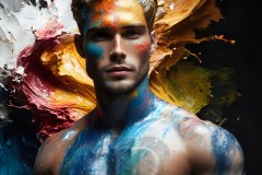 Abstract Male Art Ai Photos of Beautiful Men Enveloped by Vibrant Colors