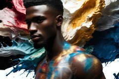 Abstract Male Art Ai Photos of Beautiful Men Enveloped by Vibrant Colors