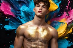 Abstract Male Art Ai Photos of Beautiful Men Enveloped by Vibrant Colors