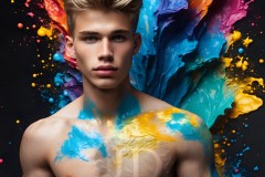 Abstract Male Art Ai Photos of Beautiful Men Enveloped by Vibrant Colors