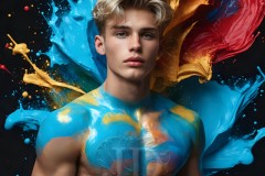 Abstract Male Art Ai Photos of Beautiful Men Enveloped by Vibrant Colors