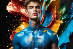 Abstract Male Art Ai Photos of Beautiful Men Enveloped by Vibrant Colors