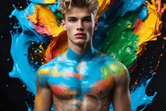 Abstract Male Art Ai Photos of Beautiful Men Enveloped by Vibrant Colors