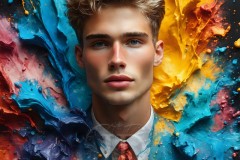 Abstract Male Art Ai Photos of Beautiful Men Enveloped by Vibrant Colors