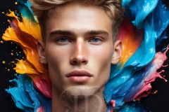 Abstract Male Art Ai Photos of Beautiful Men Enveloped by Vibrant Colors