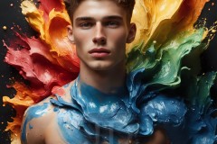 Abstract Male Art Ai Photos of Beautiful Men Enveloped by Vibrant Colors