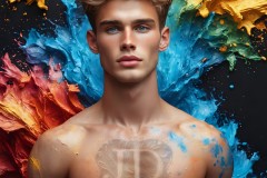 Abstract Male Art Ai Photos of Beautiful Men Enveloped by Vibrant Colors