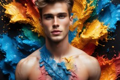 Abstract Male Art Ai Photos of Beautiful Men Enveloped by Vibrant Colors