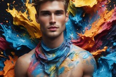 Abstract Male Art Ai Photos of Beautiful Men Enveloped by Vibrant Colors