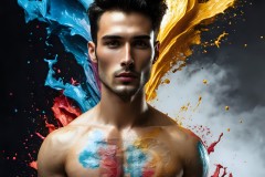 Abstract Male Art Ai Photos of Beautiful Men Enveloped by Vibrant Colors