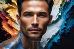Abstract Male Art Ai Photos of Beautiful Men Enveloped by Vibrant Colors